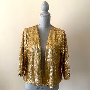 BABY PHAT STUNNING ALL OVER GOLD SEQUIN CROPPED JACKET SIZE LARGE 🌟EUC🌟